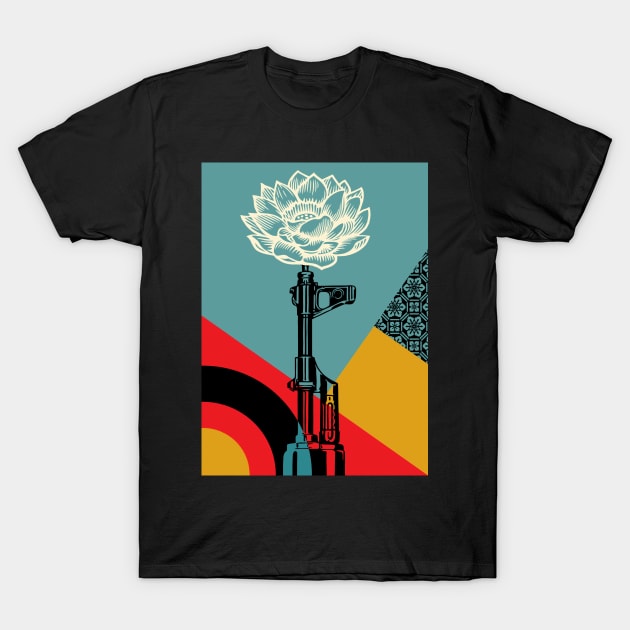 Lotus Symbol With AK47 T-Shirt by Ronicup